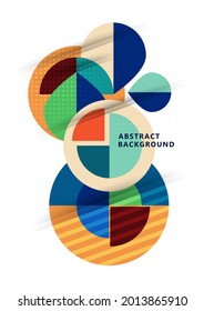 Dynamic trendy geometric abstract background. Modern overlapping round shapes. Corporate design. Template for a poster, banner, business card, postcard. Vector illustration
