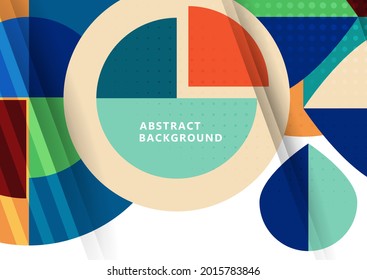 Dynamic trendy geometric abstract background. Modern overlapping round shapes. Corporate design. Template for a poster, banner, business card, postcard. Vector illustration