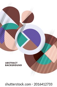 Dynamic trendy geometric abstract background. Modern overlapping round shapes. Corporate design. Template for a poster, banner, business card, postcard. Vector illustration