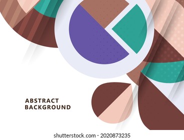Dynamischer, geometrischer abstrakter Hintergrund. Moderne, sich überlappende runde Formen. Corporate Design. Vorlage für ein Poster, Banner, Visitenkarte, Postkarte. Vektorgrafik