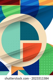 Dynamic trendy geometric abstract background. Modern overlapping round shapes. Corporate design. Template for a poster, banner, business card, postcard. Vector illustration