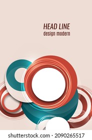 Dynamic trendy geometric abstract background. Circles, lines, round shapes, trendy colors. Modern overlapping circular shapes. Vector illustration