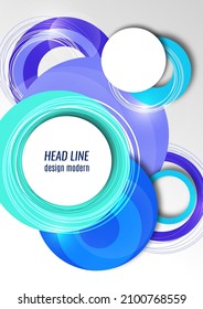 Dynamic trendy geometric abstract background. Circles, lines, round shapes, trendy colors. Modern overlapping circular shapes. Vector illustration