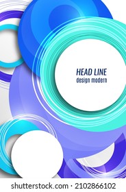 Dynamic trendy geometric abstract background. Circles, lines, round shapes, trendy colors. Modern overlapping circular shapes. Vector illustration