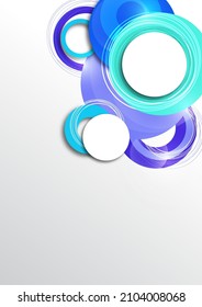 Dynamic trendy geometric abstract background. Circles, lines, round shapes, trendy colors. Modern overlapping circular shapes. Vector illustration