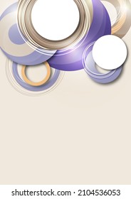 Dynamic trendy geometric abstract background. Circles, lines, round shapes, trendy colors. Modern overlapping circular shapes. Vector illustration
