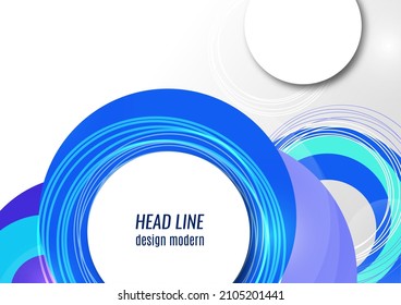 Dynamic trendy geometric abstract background. Circles, lines, round shapes, trendy colors. Modern overlapping circular shapes. Vector illustration