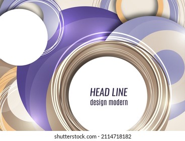 Dynamic trendy geometric abstract background. Circles, lines, round shapes, trendy colors. Modern overlapping circular shapes. Vector illustration