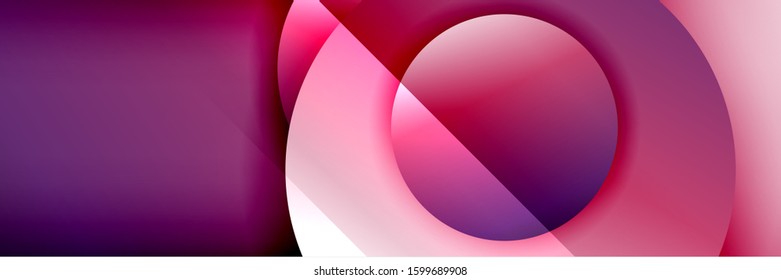 Dynamic trendy geometrical abstract background. Circles, round shapes 3d shadow effects and fluid gradients. Modern overlapping round forms. Vector Illustration For Wallpaper, Banner, Background, Card