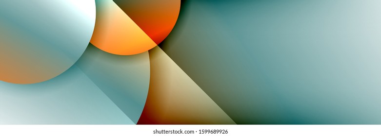 Dynamic trendy geometrical abstract background. Circles, round shapes 3d shadow effects and fluid gradients. Modern overlapping round forms. Vector Illustration For Wallpaper, Banner, Background, Card