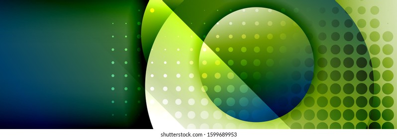 Dynamic trendy geometrical abstract background. Circles, round shapes 3d shadow effects and fluid gradients. Modern overlapping round forms. Vector Illustration For Wallpaper, Banner, Background, Card