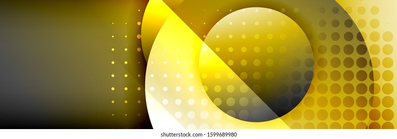 Dynamic trendy geometrical abstract background. Circles, round shapes 3d shadow effects and fluid gradients. Modern overlapping round forms. Vector Illustration For Wallpaper, Banner, Background, Card