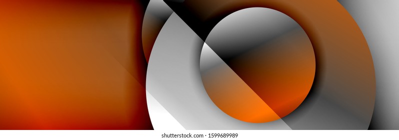 Dynamic trendy geometrical abstract background. Circles, round shapes 3d shadow effects and fluid gradients. Modern overlapping round forms. Vector Illustration For Wallpaper, Banner, Background, Card