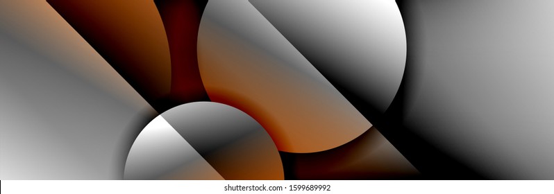 Fondo abstracto geométrico dinámico a la moda. Círculos, formas redondeadas, efectos de sombra 3d y gradientes de fluido. Formas redondeadas superpuestas modernas. Ilustración vectorial para papel de escritorio, pancarta, fondo, tarjeta