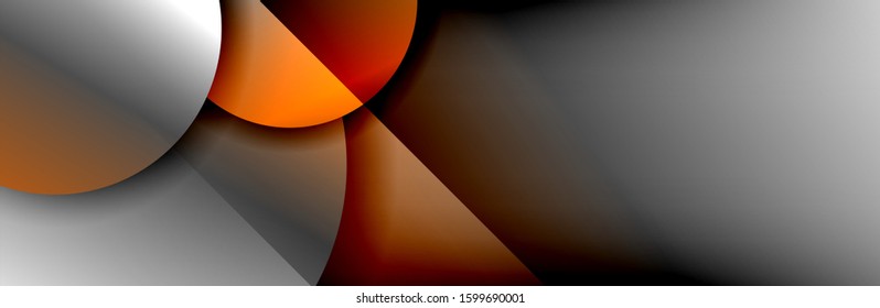 Dynamic trendy geometrical abstract background. Circles, round shapes 3d shadow effects and fluid gradients. Modern overlapping round forms. Vector Illustration For Wallpaper, Banner, Background, Card