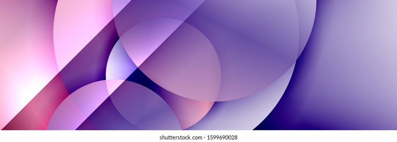 Dynamic trendy geometrical abstract background. Circles, round shapes 3d shadow effects and fluid gradients. Modern overlapping round forms. Vector Illustration For Wallpaper, Banner, Background, Card