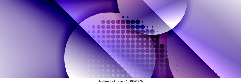 Dynamic trendy geometrical abstract background. Circles, round shapes 3d shadow effects and fluid gradients. Modern overlapping round forms. Vector Illustration For Wallpaper, Banner, Background, Card