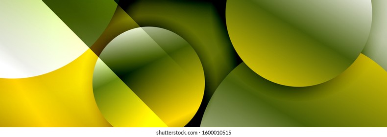 Dynamic trendy geometrical abstract background. Circles, round shapes 3d shadow effects and fluid gradients. Modern overlapping round forms. Vector Illustration For Wallpaper, Banner, Background, Card