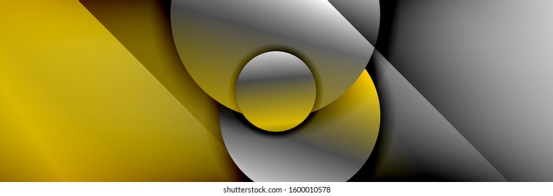 Fondo abstracto geométrico dinámico a la moda. Círculos, formas redondeadas, efectos de sombra 3d y gradientes de fluido. Formas redondeadas superpuestas modernas. Ilustración vectorial para papel de escritorio, pancarta, fondo, tarjeta