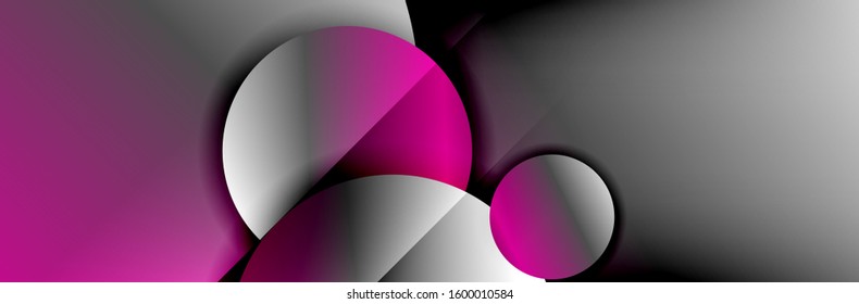 Dynamic trendy geometrical abstract background. Circles, round shapes 3d shadow effects and fluid gradients. Modern overlapping round forms. Vector Illustration For Wallpaper, Banner, Background, Card