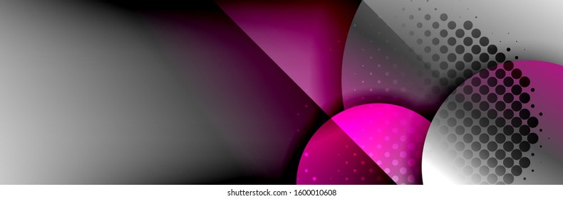 Dynamic trendy geometrical abstract background. Circles, round shapes 3d shadow effects and fluid gradients. Modern overlapping round forms. Vector Illustration For Wallpaper, Banner, Background, Card