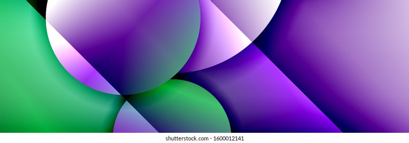 Dynamic trendy geometrical abstract background. Circles, round shapes 3d shadow effects and fluid gradients. Modern overlapping round forms. Vector Illustration For Wallpaper, Banner, Background, Card