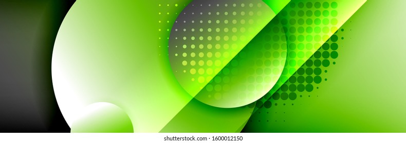 Dynamic trendy geometrical abstract background. Circles, round shapes 3d shadow effects and fluid gradients. Modern overlapping round forms. Vector Illustration For Wallpaper, Banner, Background, Card
