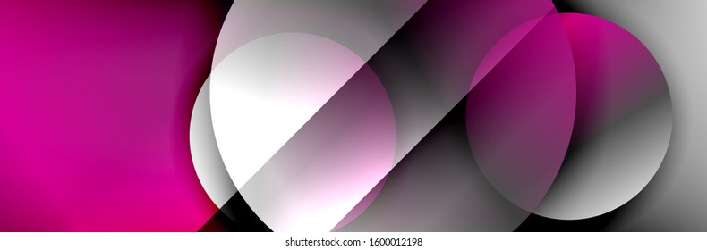 Dynamic trendy geometrical abstract background. Circles, round shapes 3d shadow effects and fluid gradients. Modern overlapping round forms. Vector Illustration For Wallpaper, Banner, Background, Card