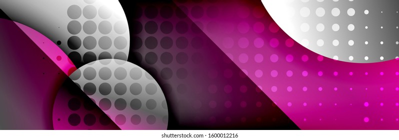 Dynamic trendy geometrical abstract background. Circles, round shapes 3d shadow effects and fluid gradients. Modern overlapping round forms. Vector Illustration For Wallpaper, Banner, Background, Card
