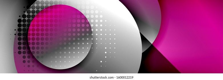 Dynamic trendy geometrical abstract background. Circles, round shapes 3d shadow effects and fluid gradients. Modern overlapping round forms. Vector Illustration For Wallpaper, Banner, Background, Card