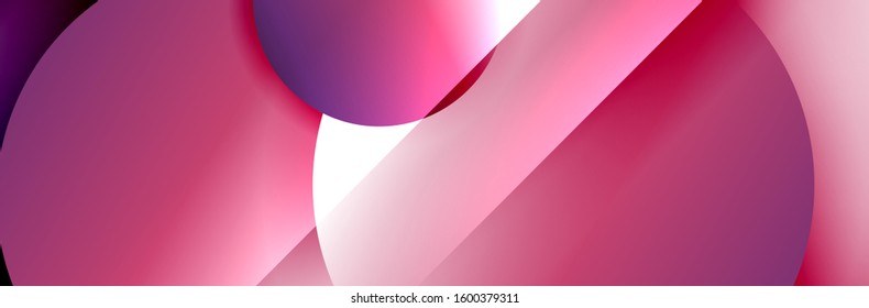 Dynamic trendy geometrical abstract background. Circles, round shapes 3d shadow effects and fluid gradients. Modern overlapping round forms. Vector Illustration For Wallpaper, Banner, Background, Card