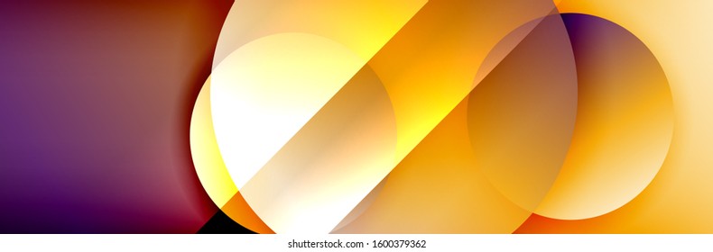 Dynamic trendy geometrical abstract background. Circles, round shapes 3d shadow effects and fluid gradients. Modern overlapping round forms. Vector Illustration For Wallpaper, Banner, Background, Card
