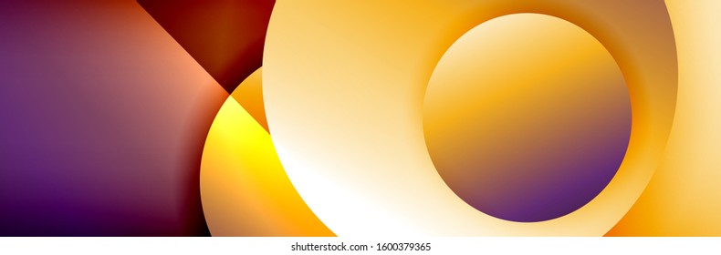 Dynamic trendy geometrical abstract background. Circles, round shapes 3d shadow effects and fluid gradients. Modern overlapping round forms. Vector Illustration For Wallpaper, Banner, Background, Card