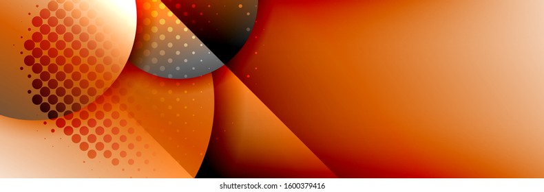 Dynamic trendy geometrical abstract background. Circles, round shapes 3d shadow effects and fluid gradients. Modern overlapping round forms. Vector Illustration For Wallpaper, Banner, Background, Card