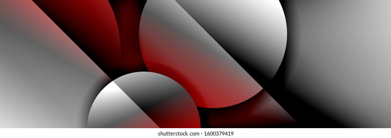 Dynamic trendy geometrical abstract background. Circles, round shapes 3d shadow effects and fluid gradients. Modern overlapping round forms. Vector Illustration For Wallpaper, Banner, Background, Card