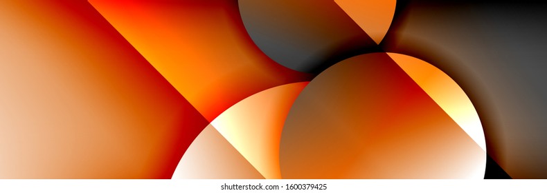 Dynamic trendy geometrical abstract background. Circles, round shapes 3d shadow effects and fluid gradients. Modern overlapping round forms. Vector Illustration For Wallpaper, Banner, Background, Card