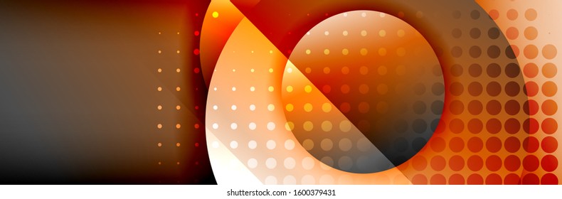 Dynamic trendy geometrical abstract background. Circles, round shapes 3d shadow effects and fluid gradients. Modern overlapping round forms. Vector Illustration For Wallpaper, Banner, Background, Card