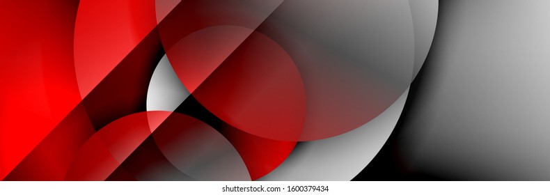 Dynamic trendy geometrical abstract background. Circles, round shapes 3d shadow effects and fluid gradients. Modern overlapping round forms. Vector Illustration For Wallpaper, Banner, Background, Card