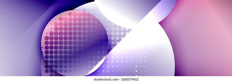 Dynamic trendy geometrical abstract background. Circles, round shapes 3d shadow effects and fluid gradients. Modern overlapping round forms. Vector Illustration For Wallpaper, Banner, Background, Card