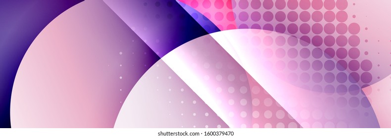 Dynamic trendy geometrical abstract background. Circles, round shapes 3d shadow effects and fluid gradients. Modern overlapping round forms. Vector Illustration For Wallpaper, Banner, Background, Card