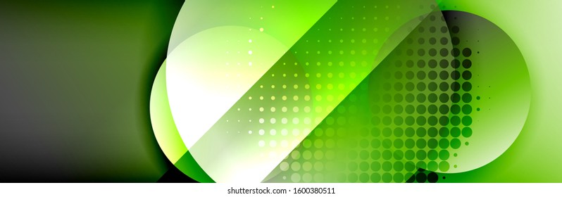 Dynamic trendy geometrical abstract background. Circles, round shapes 3d shadow effects and fluid gradients. Modern overlapping round forms. Vector Illustration For Wallpaper, Banner, Background, Card