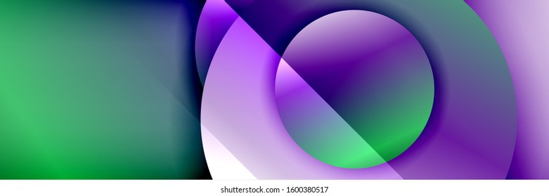 Dynamic trendy geometrical abstract background. Circles, round shapes 3d shadow effects and fluid gradients. Modern overlapping round forms. Vector Illustration For Wallpaper, Banner, Background, Card