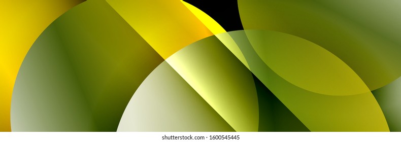 Dynamic trendy geometrical abstract background. Circles, round shapes 3d shadow effects and fluid gradients. Modern overlapping round forms. Vector Illustration For Wallpaper, Banner, Background, Card