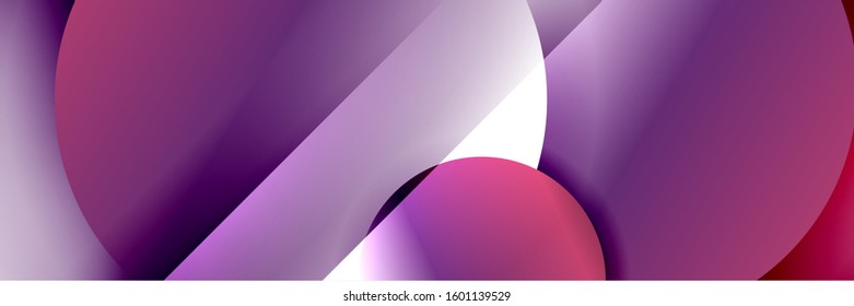 Dynamic trendy geometrical abstract background. Circles, round shapes 3d shadow effects and fluid gradients. Modern overlapping round forms. Vector Illustration For Wallpaper, Banner, Background, Card