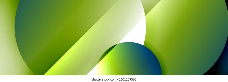 Dynamic trendy geometrical abstract background. Circles, round shapes 3d shadow effects and fluid gradients. Modern overlapping round forms. Vector Illustration For Wallpaper, Banner, Background, Card
