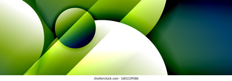 Dynamic trendy geometrical abstract background. Circles, round shapes 3d shadow effects and fluid gradients. Modern overlapping round forms. Vector Illustration For Wallpaper, Banner, Background, Card