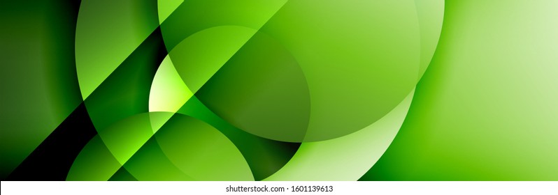 Dynamic trendy geometrical abstract background. Circles, round shapes 3d shadow effects and fluid gradients. Modern overlapping round forms. Vector Illustration For Wallpaper, Banner, Background, Card