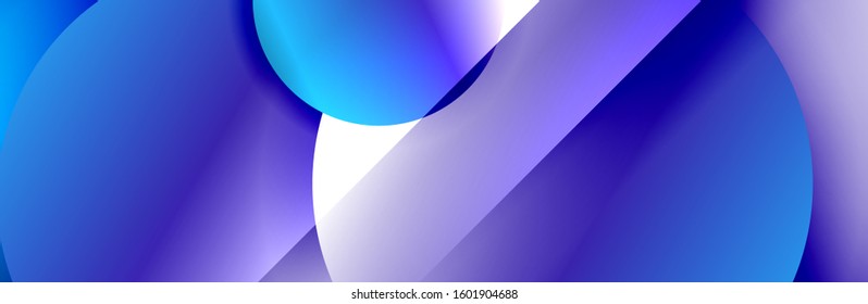 Dynamic trendy geometrical abstract background. Circles, round shapes 3d shadow effects and fluid gradients. Modern overlapping round forms. Vector Illustration For Wallpaper, Banner, Background, Card