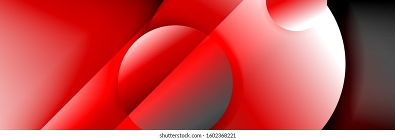 Dynamic trendy geometrical abstract background. Circles, round shapes 3d shadow effects and fluid gradients. Modern overlapping round forms. Vector Illustration For Wallpaper, Banner, Background, Card