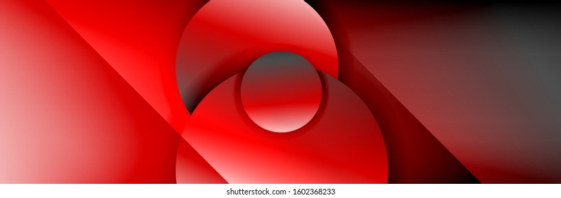 Fondo abstracto geométrico dinámico a la moda. Círculos, formas redondeadas, efectos de sombra 3d y gradientes de fluido. Formas redondeadas superpuestas modernas. Ilustración vectorial para papel de escritorio, pancarta, fondo, tarjeta